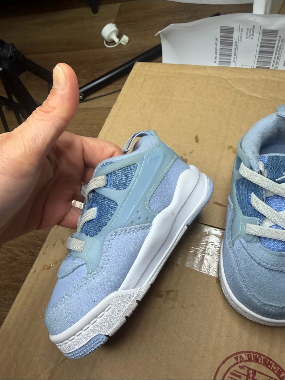 Jordan Kids Light Blue and White Sneakers